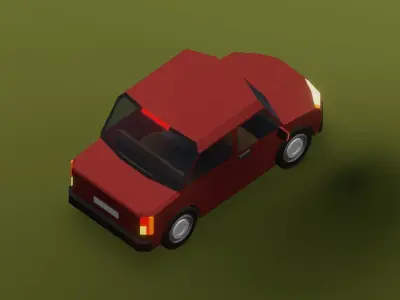 Toon sedan car Low-poly 3D model