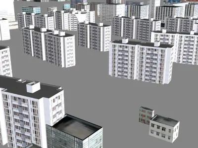 Modern birdseye view of urban planning Urban buildings office 3D model