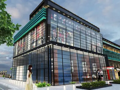 exterior shop mall  3D model