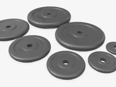 Barbell weight set rubberized 3D model