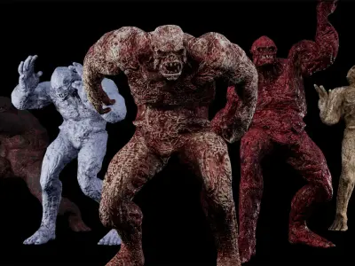 Mummy-zombie strong low-poly game engine ready 3D model Low-poly 3D model