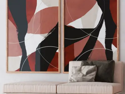 Set of large wall paintings 524 3D model