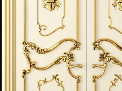 Luxury Classic baroque carved door 3D model