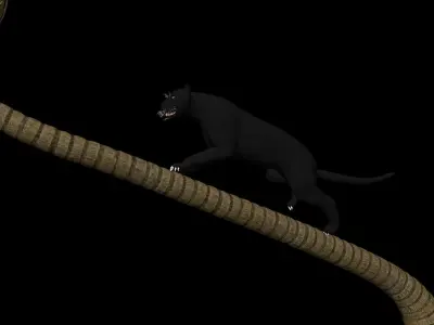 Black Panther Jumping on Plam Tree 3D model