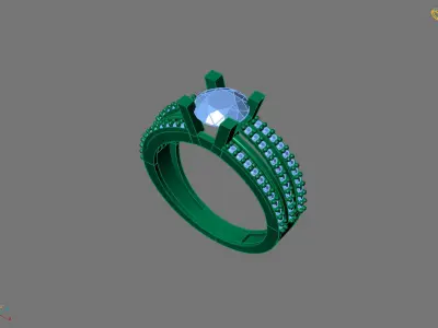 STL 3DM Print Ready Women Diamond Ring Lightweight Printable  3D print model 73