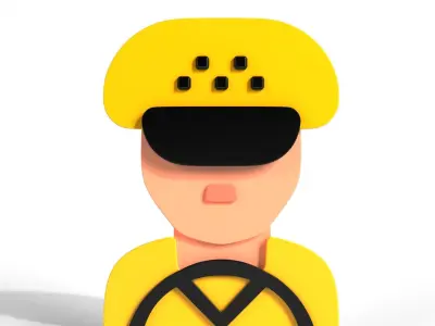3D Icon Collection taxi driver wearing hat Low-poly 3D model