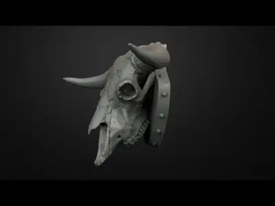 Traditional Bull Scull Scary Bull Scull Decor on wall 3D print model