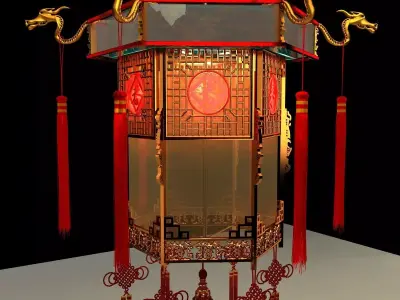 Chinese palace lantern 3D model 2