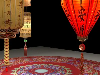 Chinese red lantern 3D model