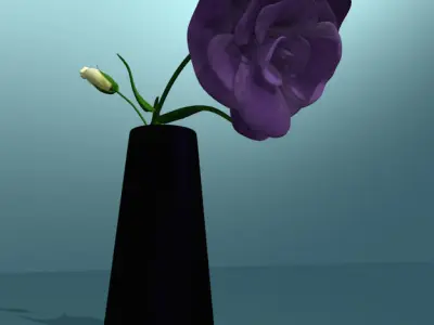 Flower of lisianthus multicolor rigged low poly with vase Low-poly 3D model
