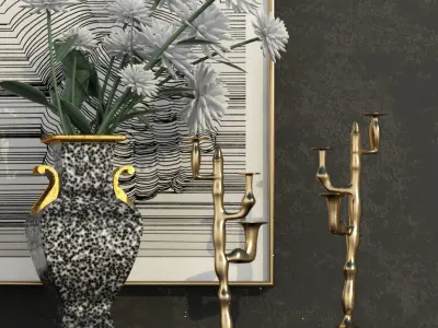 Set-181 sideboard with vases 3D model