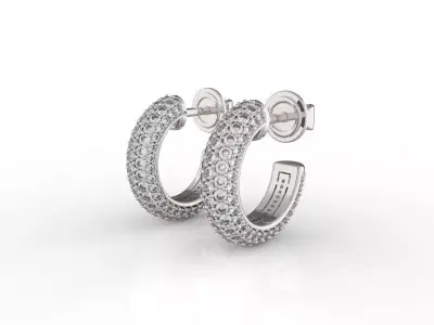 Bevelled Earrings links with diamonds 3D print model