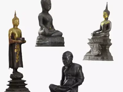 PSscanned Thai Buddha statue Pack 1 Low-poly 3D model