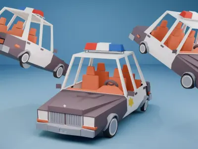 Low Poly Police Car Stylized 3D Model Low-poly 3D model