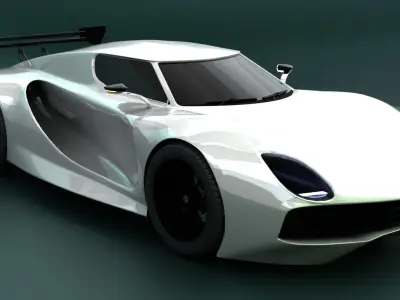 High Performance White Sports Car 3D Model  Blender Shaded 3D model