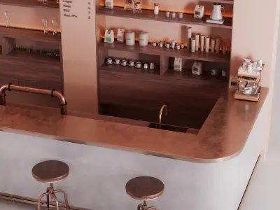 Stylish Bar Counter 3D model