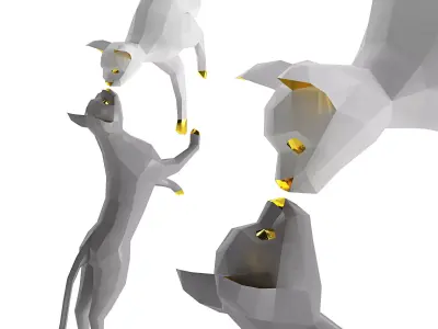 OXYGAMI Low poly cats sculpture 3D model
