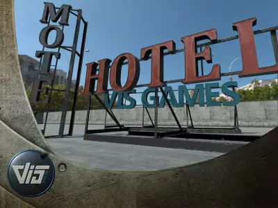 Modular Rooftop Buildings Company Logos HQ Low-poly 3D model