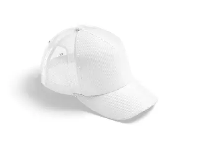 White Trucker Hat - sport mesh baseball cap 3D model