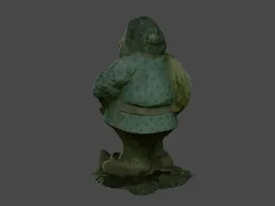 Old stone gnome Low-poly 3D model