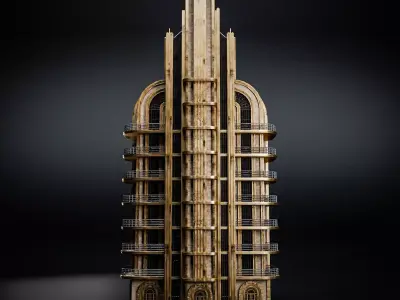 ART DECO SKYSCRAPER BUILDING 04 Low-poly 3D model