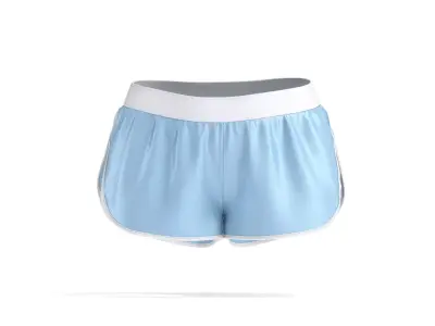 Blue Women Sport Shorts - fitness jersey panties 3D model