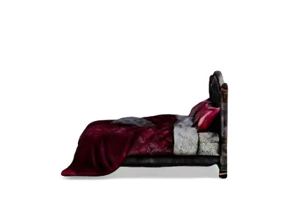 Velvet Dreams Luxurious Baroque-Style Bed 3D model