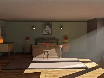 Realistic Bed room Interior 3D model