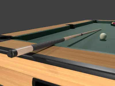 Pool Set table with cue and balls Low-poly 3D model