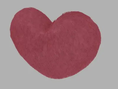 Heart Pillow with Fur Free 3D model