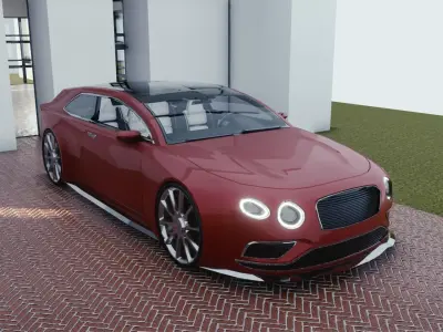 BLENDER EEVEE Brandless Mid Size 2 door shooting brake Low-poly 3D model