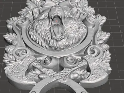 Viking Roaring Bear Wall Mounted 3D print model