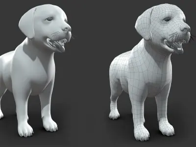 Baby Dog Basemesh Low-poly 3D model