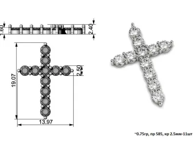 G0502 diamond cross pendant Free 3D print model
