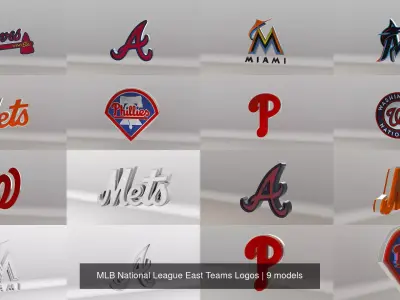 MLB National League East Teams Logos 3D Model Pack