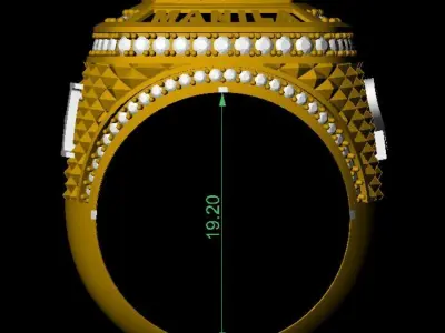 Custom Gold Ring   MANILA T Initial Design with Diamond 3D print model