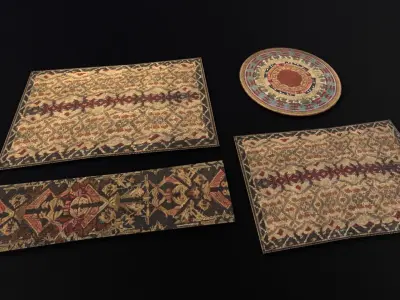 Japanese Rugs  Low-poly 3D model