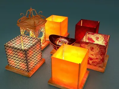 Chinese water lanterns 3D model