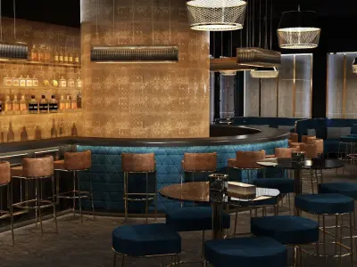 Luxury nightclub bar interior design 3D model