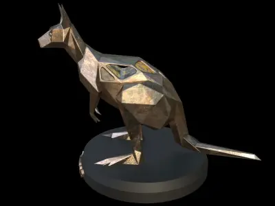 Steampunk Kangaroo Pose Low-poly 3D model
