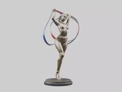 Gymnast with Ribbon statue model Low-poly 3D model