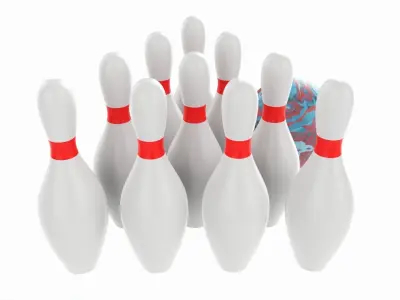 Bowling ball and pin set 3D model