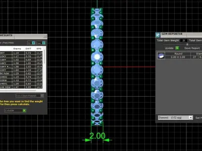U Shaped Eternity Ring 2mm stone size swiss 8 and EU48 3D print model