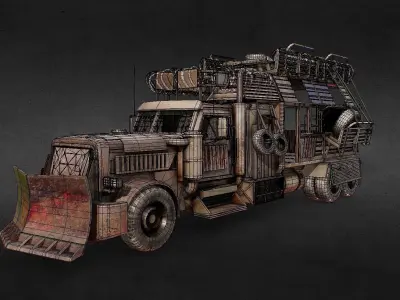 Post apocalypse Truck PBR Low-poly 3D model