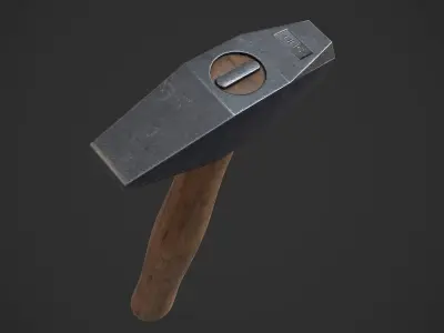 Old Damaged Hammer AAA Game Ready Prop Asset Low-poly 3D model