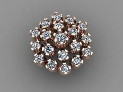 Rose Gold Diamond Women Earring 3D print Model 3D print model 4