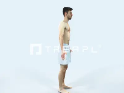 Posture D Beach Animated Rigged Sports Man Low-poly 3D model