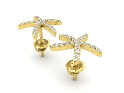 AV 431 Diamond Ladies Starfish Earrings 3D print model