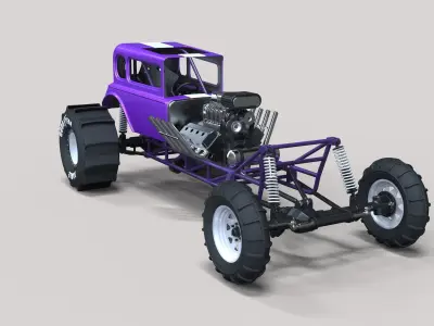 Mud dragster Hot Rod 3D model