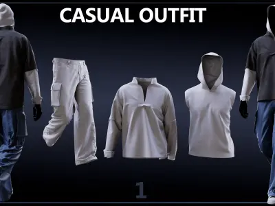 5 Casual Outfit Set For Men 3D print model